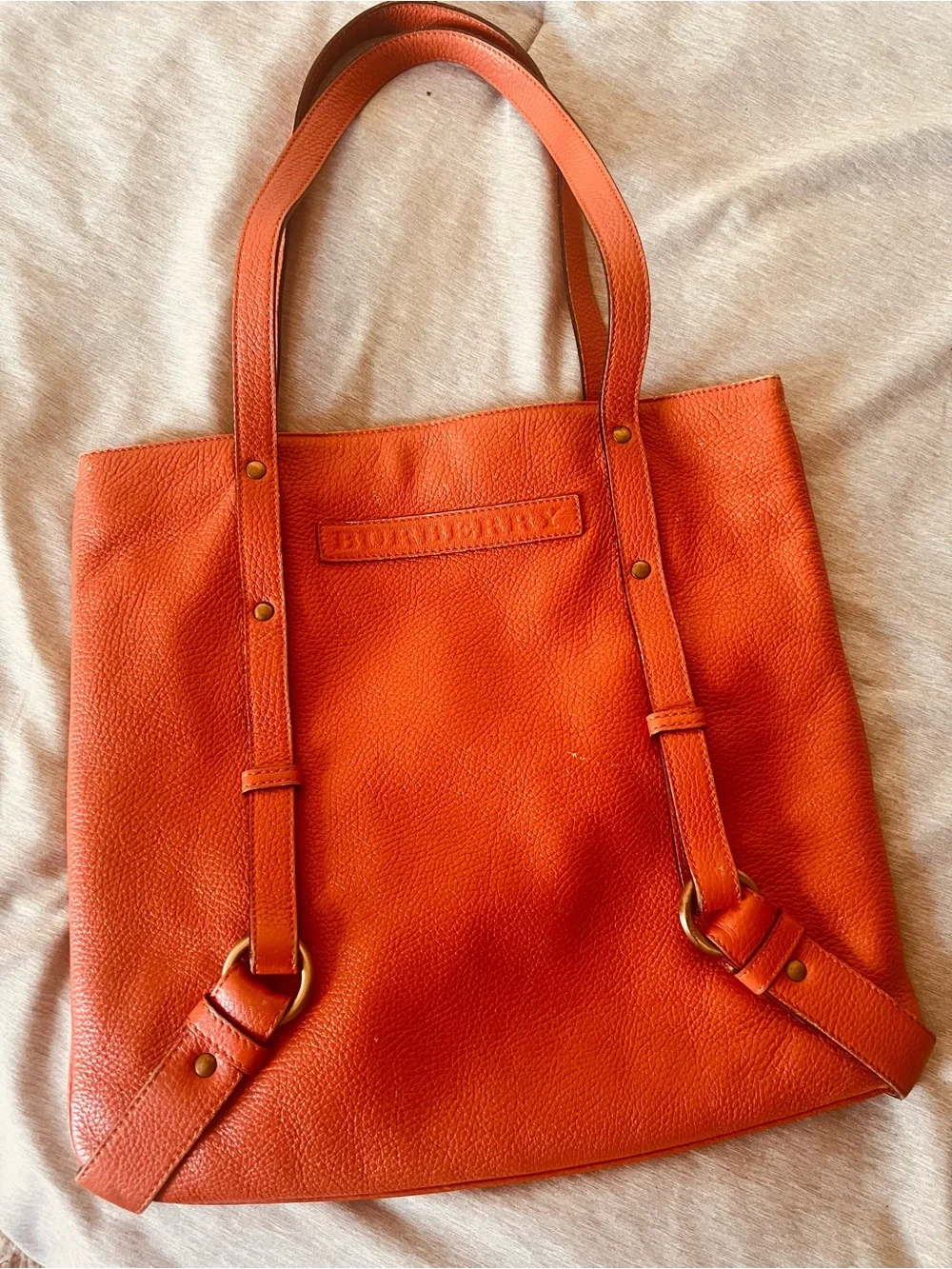 Burberry Orange Leather medium Tote Bag - Picture 1 of 2